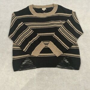 POL gray and tan striped sweater
